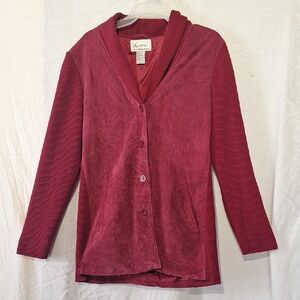 Vintage Red Suede Leather Knit Jacket, Linea by Louis Dell'Olio 8, NWOT